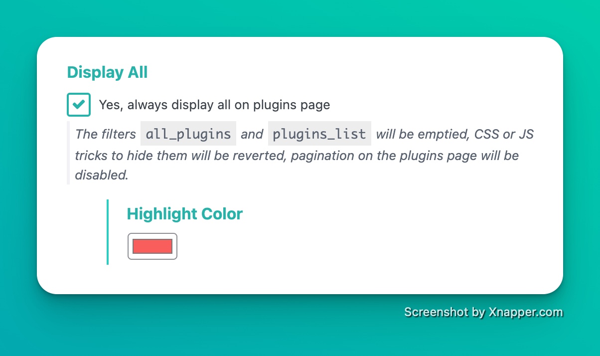 display all plugins