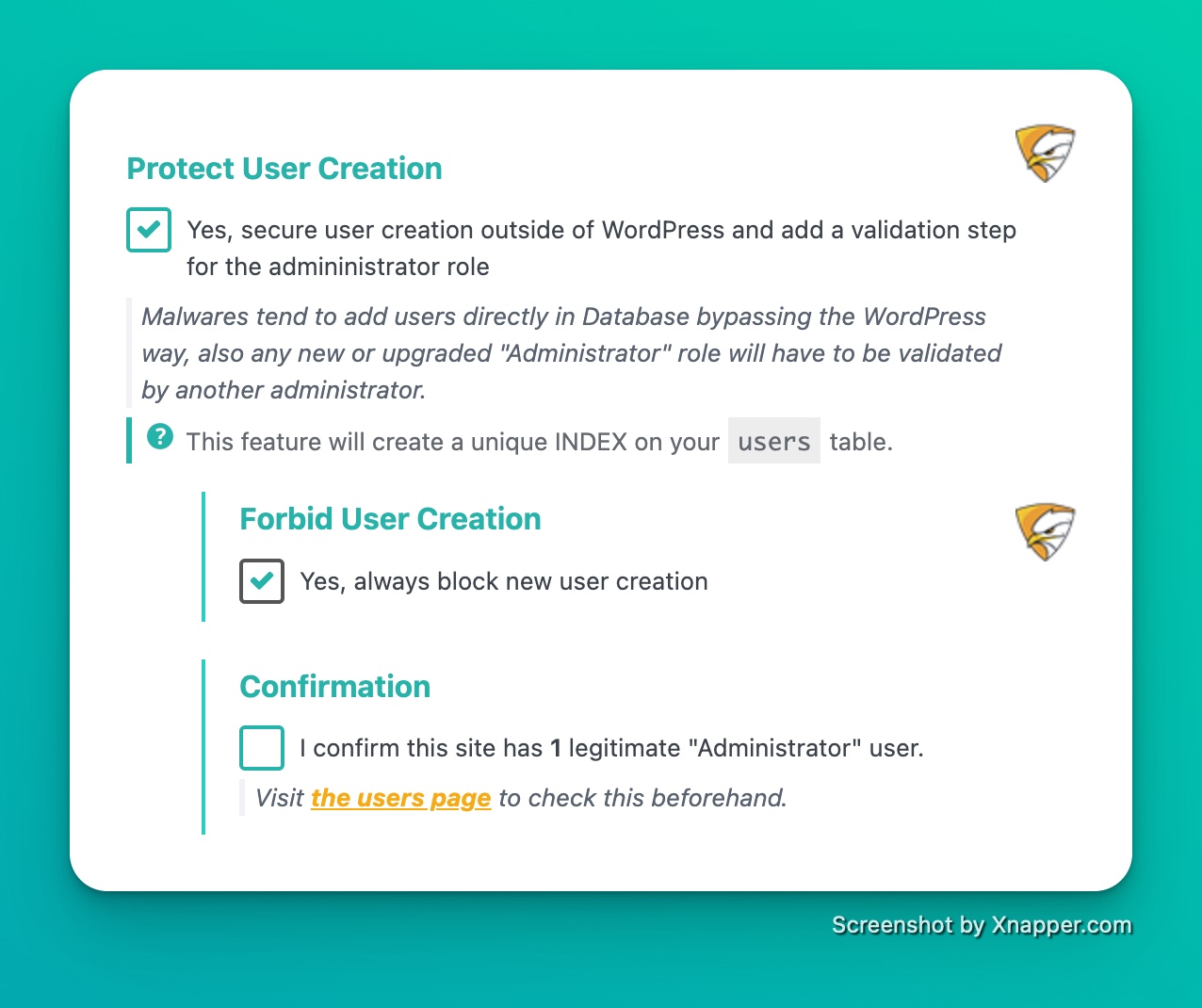 forbid user creation